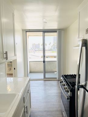 Los Angeles apartment for rent - A kitchen with a stove and a sink.