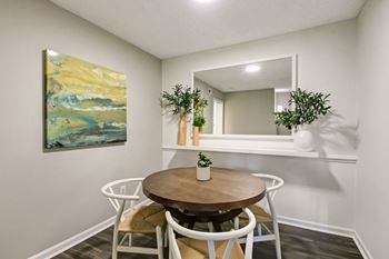 A dining room