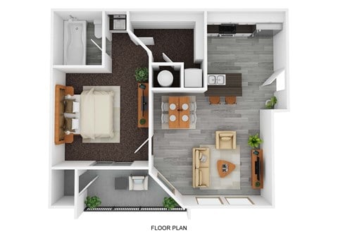 Floor plan for 1 bed, 1 bath, 785 sqft