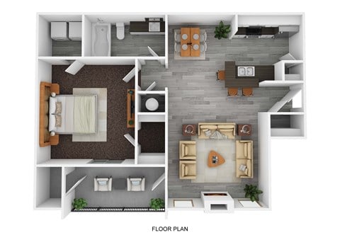 Floor plan for 1 bed, 1 bath, 785 sqft