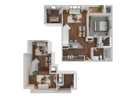 Floor plan for 1 bed, 1 bath, 1175 sqft