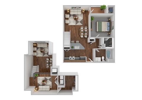 Floor plan for 1 bed, 1 bath, 1085 sqft