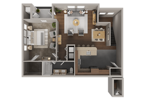 Floor plan for 1 bed, 1 bath, 1156 sqft