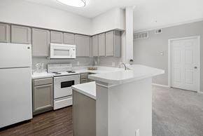 Lewisville apartment for rent - spacious bright kitchen with large countertop and bar