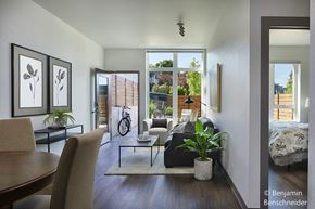 Bellingham apartment for rent - a view of the living room and bedroom from the dining room