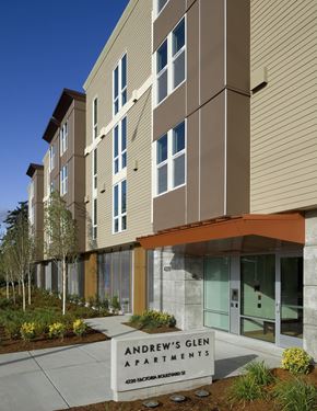 Bellevue apartment for rent - The front of a building with the sign 