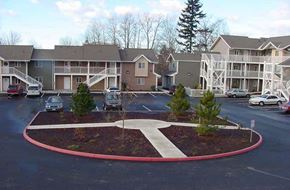 Bellingham apartment for rent - an empty parking lot in front of an apartment building