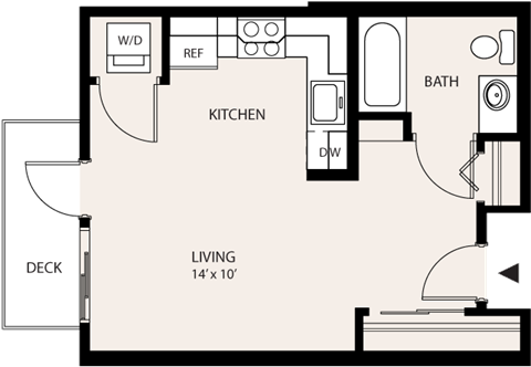 Floor plan for studio, 1 bath, 417 sqft
