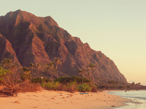 Kapolei apartment for rent - a beach with a mountain in the background