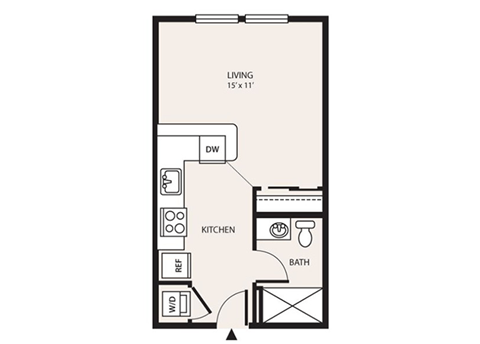 Floor plan for studio, 1 bath, 441 sqft