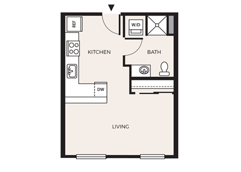 Floor plan for studio, 1 bath, 429 sqft