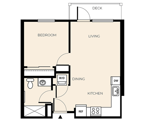 Floor plan for 1 bed, 1 bath, 549 sqft