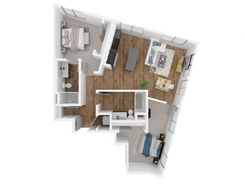 Floor plan for 2 beds, 2 baths, 1044 sqft