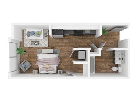 Floor plan for studio, 1 bath, 414 sqft