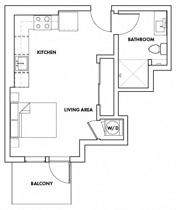Floor plan for studio, 1 bath, 434 sqft