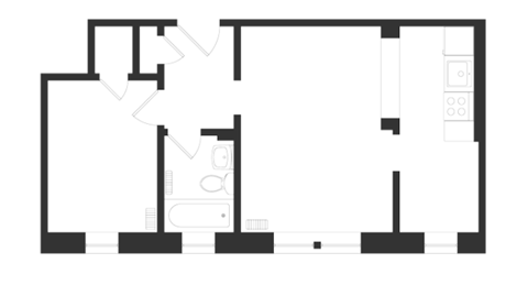 Floor plan for 1 bed, 1 bath, 430 sqft