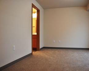 Elk River apartment for rent - a room with a carpeted floor and a door to a bathroom