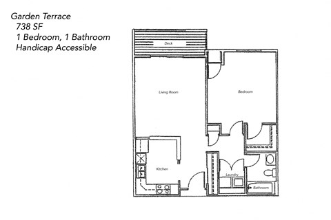 Floor plan for 1 bed, 1 bath, 900 sqft