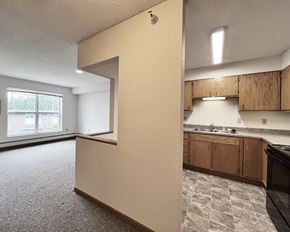 Northfield apartment for rent - A kitchen area with a sink and cabinets.