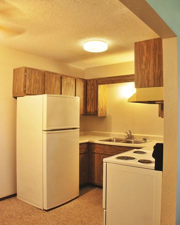 Westbrook apartment for rent - a kitchen with a refrigerator and a stove and a sink