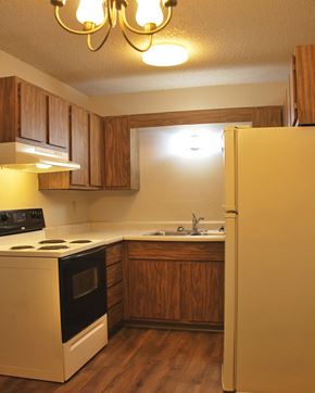 Westbrook apartment for rent - a kitchen with a stove refrigerator and sink