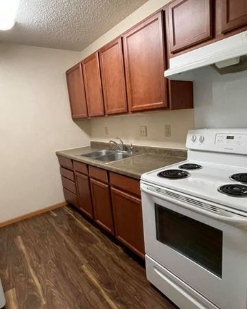 Worthington apartment for rent - a kitchen with a stove oven and a sink