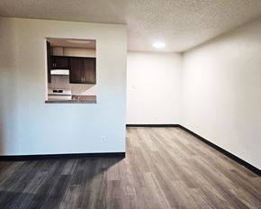 Alexandria apartment for rent - A kitchen area with a stove and cabinets.