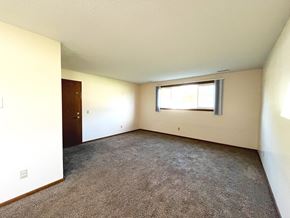North Mankato apartment for rent - an empty living room with a window and carpet