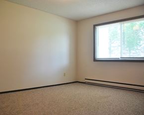 Westbrook apartment for rent - a bedroom with a large window and a carpeted floor
