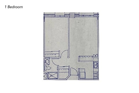 Floor plan for 1 bed, 1 bath