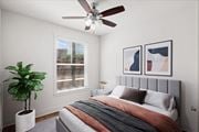 Kansas City apartment for rent - Bedroom with ceiling fan at Mirabelle Luxury Apartments, Kansas City