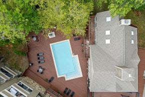 Dallas apartment for rent - arial view of a house with a swimming pool at Creekview Apartment Homes, Texas