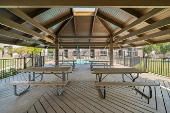 Covered wooden deck
