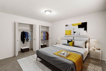 Bedroom with a bed and closet 