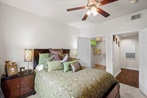 Frisco apartment for rent - Bedroom With Ceiling Fan at Wade Crossing Apartment Homes, Frisco, Texas