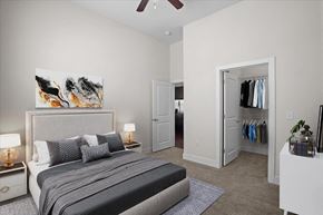 Kansas City apartment for rent - a bedroom with a bed and a closet at West 39th Street Apartments, Kansas City