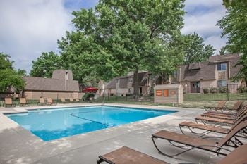 A swimming pool with lounge