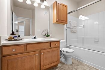 Bathroom with glass separated shower