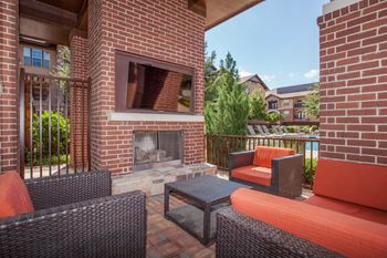 Outdoor fireplace and tv 