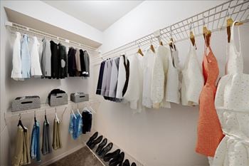 Large closets with shoe racks