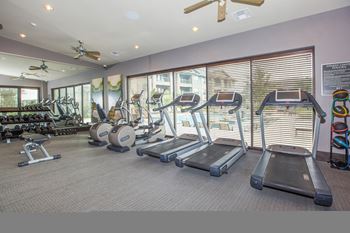Fitness center with equipment