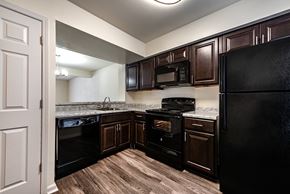 Charleston apartment for rent - Kitchen with dark cabinetry in apartment for rent in Charleston SC