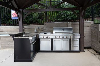Outdoor grill by the pool