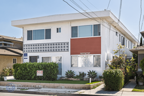 Hawthorne apartment for rent - A white house with a red awning and a sign that says "Property Front".