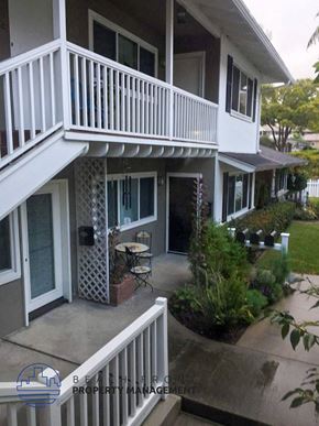 Laguna Beach apartment for rent - the front of the house has a patio and a balcony