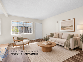 Gardena apartment for rent - A living room with a couch, chair, and a coffee table.