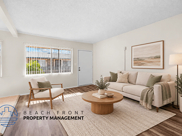 Gardena apartment for rent - A living room with a couch, chair, and a coffee table.