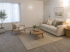Lawndale apartment for rent - A living room with a couch, chair, and coffee table.