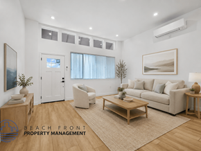 Long Beach apartment for rent - A living room with a couch, chair, and coffee table.