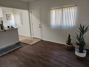 Signal Hill apartment for rent - an empty living room with a sink and plants in the corner